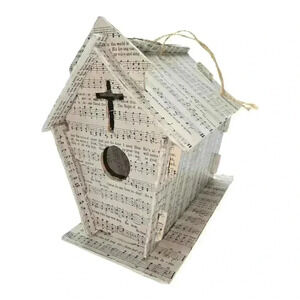 Church Hymnal Birdhouse *READ* Hanging Decor White Black Cardboard Kit Mache